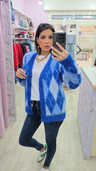 CARDIGAN ROMBI BLU