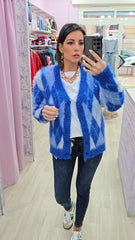 CARDIGAN ROMBI BLU