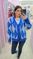 CARDIGAN ROMBI BLU