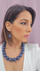 SET ORECCHINI E COLLANA BLU