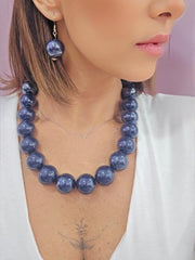 SET ORECCHINI E COLLANA BLU