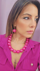 SET ORECCHINI E COLLANA FUCSIA