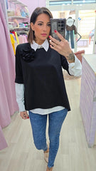 MAGLIA FIORE NERA