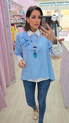 MAGLIA FIORE AZZURRA