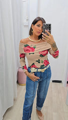 MAGLIA FIORI BEIGE