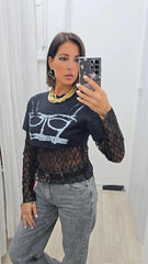 Maglia Manica pizzo Nera