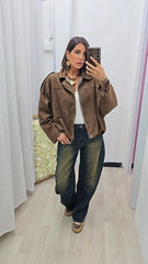 Giubbino Scamosciato Marrone