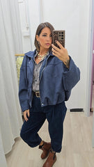 Giubbino Scamosciato Blu