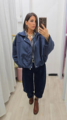 Giubbino Scamosciato Blu
