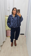 Giubbino Scamosciato Blu