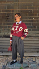 Pull Scritta Bordeaux