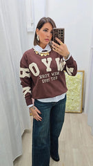 Pull Scritta Marrone