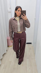 PANTALONE IN ECOPELLE BORDEAUX