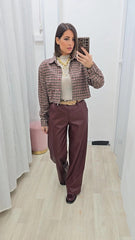 PANTALONE IN ECOPELLE BORDEAUX