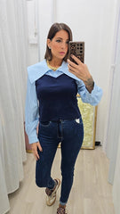 Maglia Camicia Blu