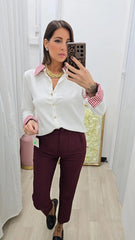 Cardigan Camicia Bianco/Rosso