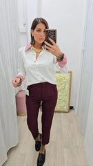 Cardigan Camicia Bianco/Rosso