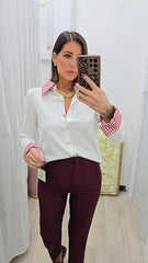 Cardigan Camicia Bianco/Rosso
