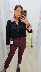 Cardigan Camicia Nero/Rosso