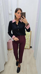 Cardigan Camicia Nero/Rosso