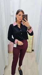 Cardigan Camicia Nero/Rosso