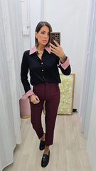 Cardigan Camicia Nero/Rosso