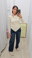 Maglia Con Gioiello Burro