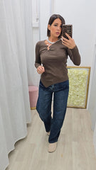 Maglia Con Gioiello Marrone