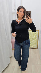 Maglia Con Gioiello Nera