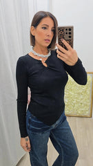 Maglia Con Gioiello Nera