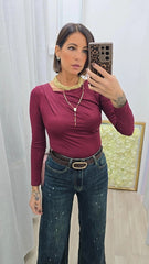 Maglia Scollo Trasversale Bordeaux