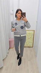 Cardigan Fiorellino Grigio