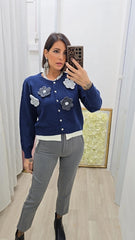 Cardigan Fiorellino Blu