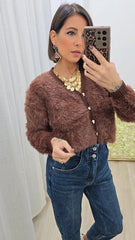 Cardigan Peloso Marrone