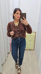 Cardigan Peloso Marrone