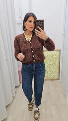 Cardigan Peloso Marrone