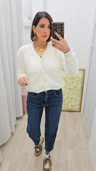 Cardigan Peloso Bianco