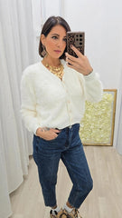 Cardigan Peloso Bianco