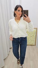 Cardigan Peloso Bianco