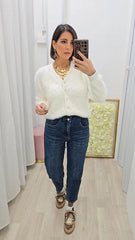 Cardigan Peloso Bianco