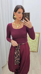 Pull Crop Bordeaux