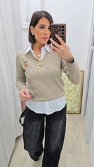 PULL TRECCIA ORSO BEIGE ART.1197