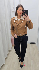 Giubbotto Biker Eco-camoscio