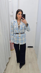 GIACCA QUADRI AZZURRA