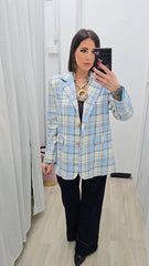 GIACCA QUADRI AZZURRA