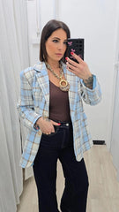 GIACCA QUADRI AZZURRA