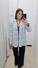 GIACCA QUADRI AZZURRA