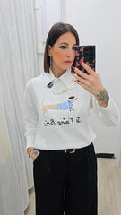 MAGLIA BASSOTTO BIANCA