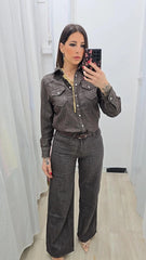 Camicia Denim Marrone art.FX5202