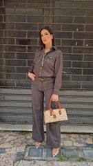 Camicia Denim Marrone art.FX5202